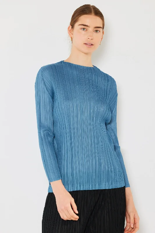 Lowest Price Pleated Long Sleeve Boatneck Top