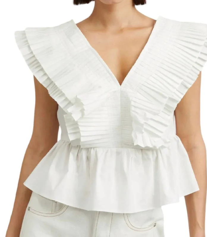 Major Savings Pleated Top In White