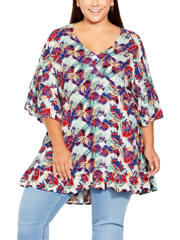 Savings Event Plus Harper Womens Floral Print Viscose Tunic Top