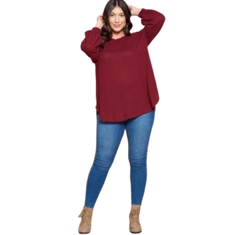 Grand Opening Sale Plus Size Solid Hacci Brush Tunic Top