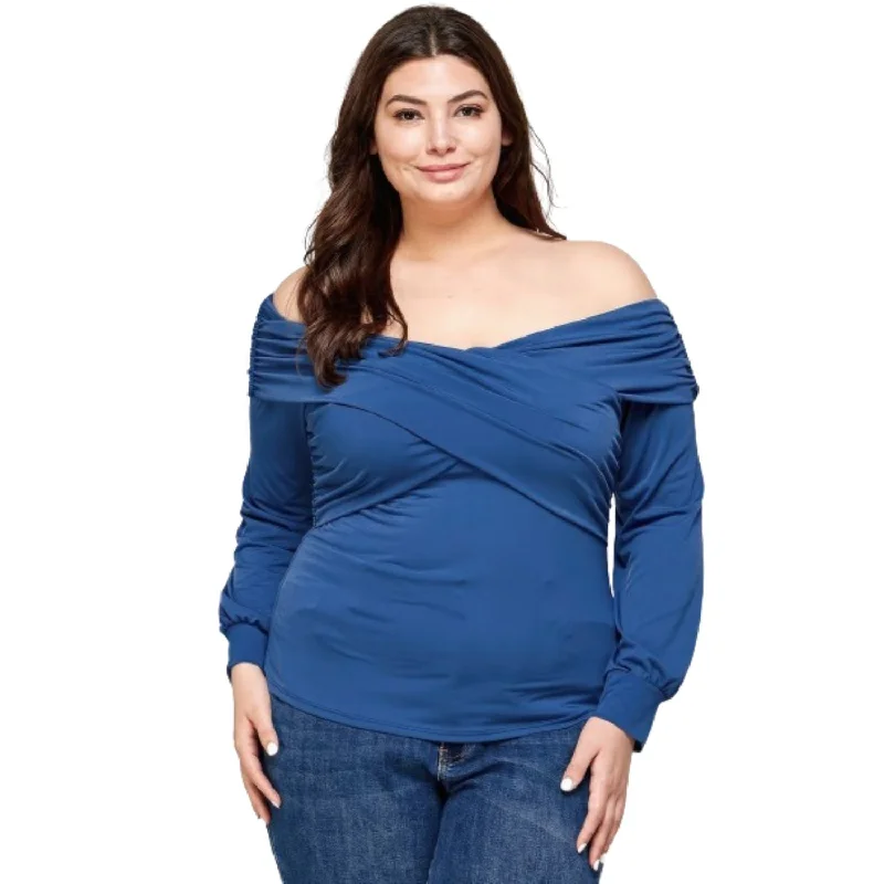 Special Price Plus Size Solid Wrap Dressy Top