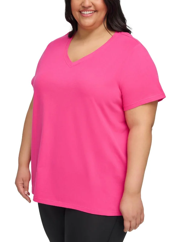 Special Discount Plus Womens Cotton V-Neck Pullover Top