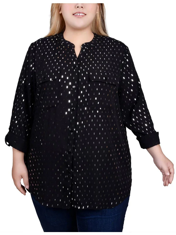 Huge Discounts Plus Womens Embllished Evening Wear Blouse