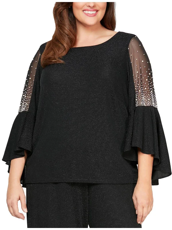 Sale Event Plus Womens Metallic Embellished Blouse