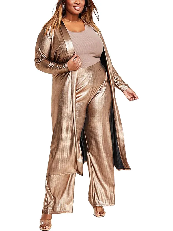 YEAR-End Sale Plus Womens Metallic Long Kimono