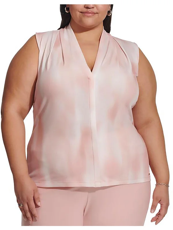 Epic Deals Plus Womens Printed Collared Pullover Top