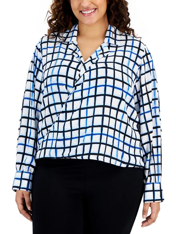 Today Only Plus Womens Printed Wear To Work Blouse