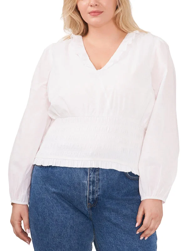 Buy Now Plus Womens Ruffled V Neck Blouse
