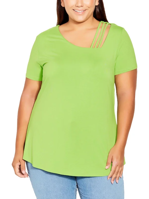 Sneak Peek Sale Plus Womens Square Neck Short Sleeve Pullover Top