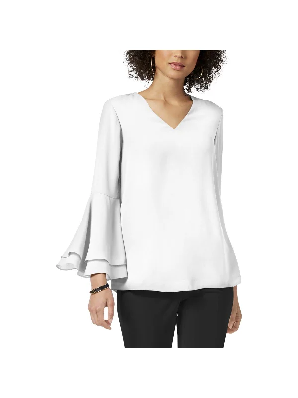 Deal Alert Plus Womens V-Neck Hi Low Casual Top