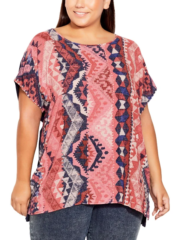Special Savings Plus Womens Wideneck Short Sleeve Blouse
