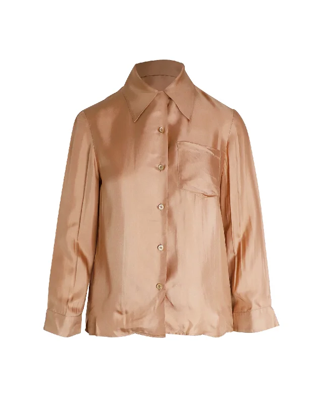 Clearance Items Prada Button Down Shirt in Peach Silk