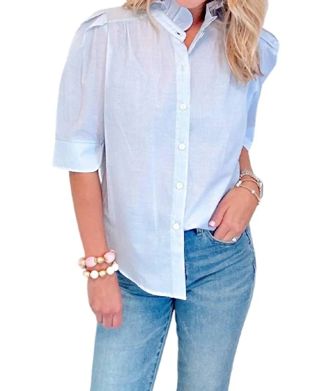 Unbeatable Prices Preppy Pin Stripe Top In Sky