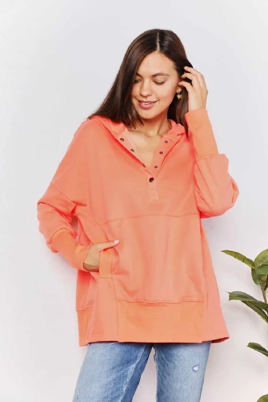 Exclusive Offers Quarter-Snap Dropped Shoulder Hoodie