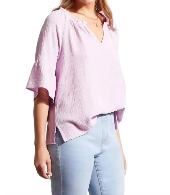 Final Clearance Raglan Gauze Blouse In Iris