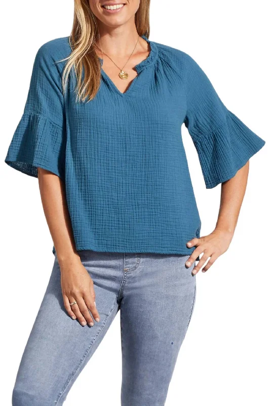 Bargain Prices Raglan Gauze Blouse In Oceanside