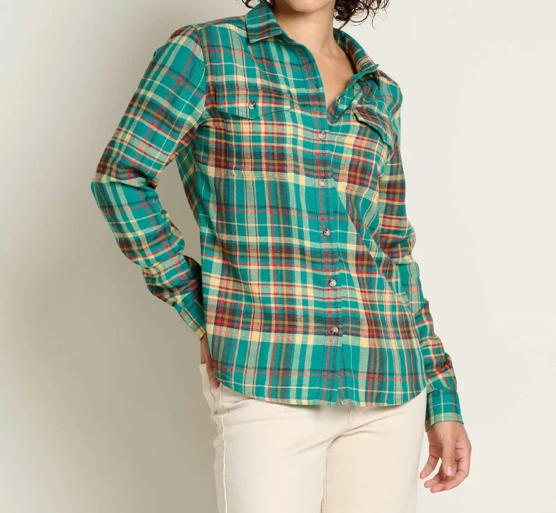 Price Rollback Re-Form Flannel Long Sleeve Shirt In Cyan