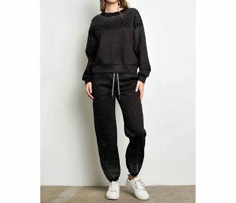Don't Wait Rhinestone Embellished Sweatshirt In Black