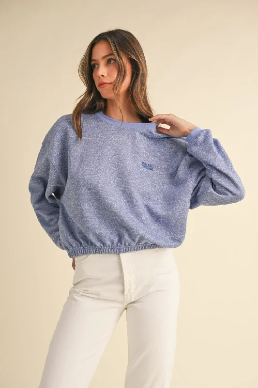 Mega Sale Round Neck Letter Embroidery Crop Sweatshirt