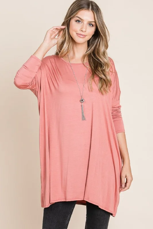 Savings Galore Round Neck Long Sleeve Oversized Top