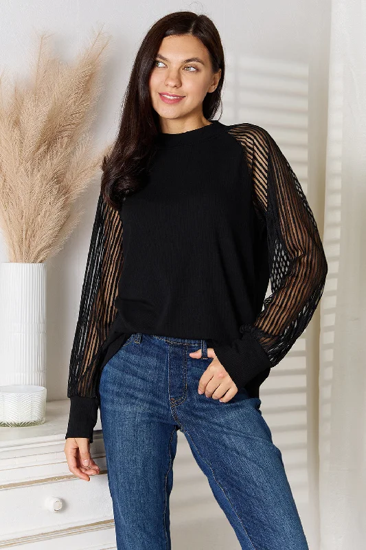 Super Sale Round Neck Raglan Sleeve Blouse