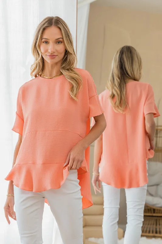 Overstock Sale Round Neck Ruffled Top