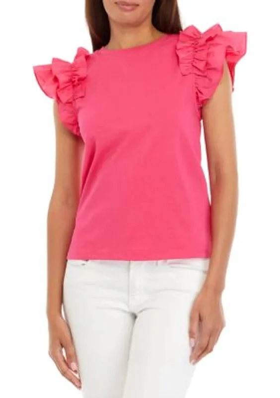 Buy More, Save More Ruffle Detailed Top In Fuchsia