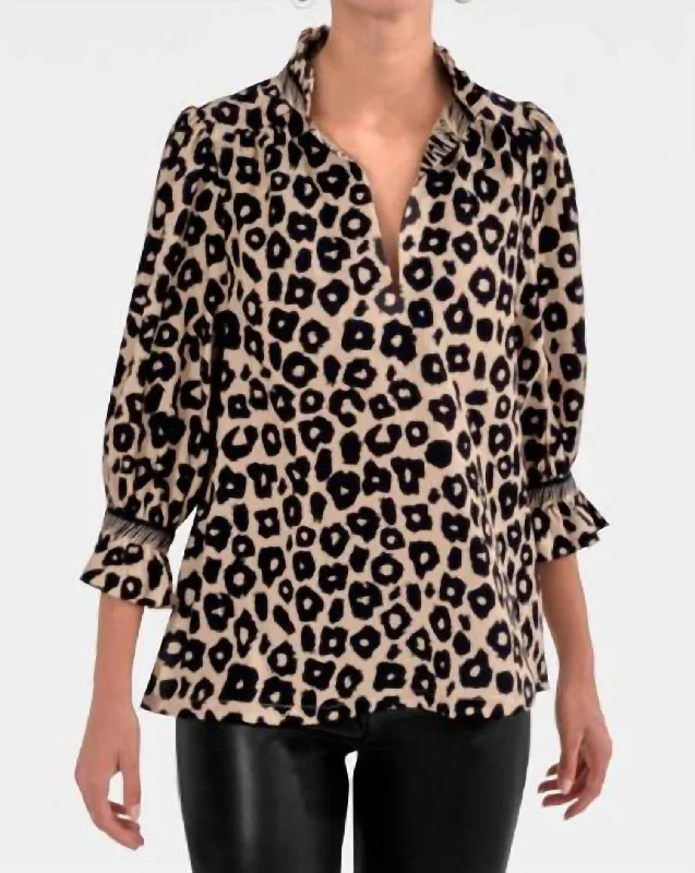 Crazy Savings Ruffle Neck Tunic In Champagne