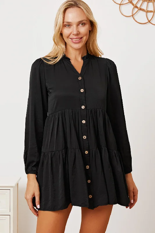 Reduced Prices Ruffled Button Up Long Sleeve Tiered Shirt