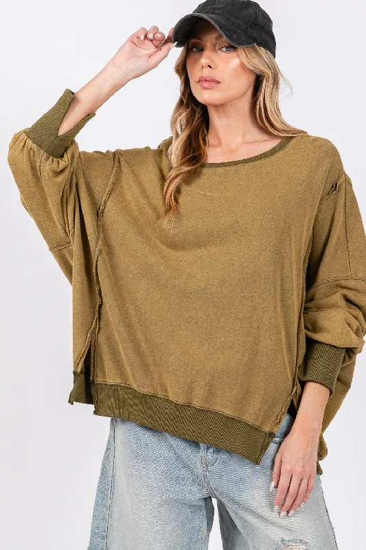 Price Meltdown SAGE + FIG Mineral Wash Side Slit Oversized Sweatshirt