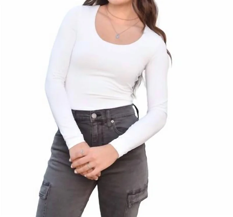 Quick Sale Second Skin Sofie Scoop Neck Top In White