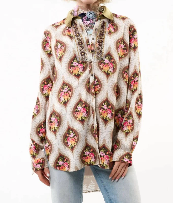 New Markdowns Serenity Shirt In Espresso Floral