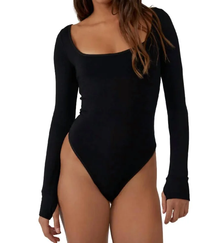 Best Bargains Settle In Scoop Neck Bodysuit In Black