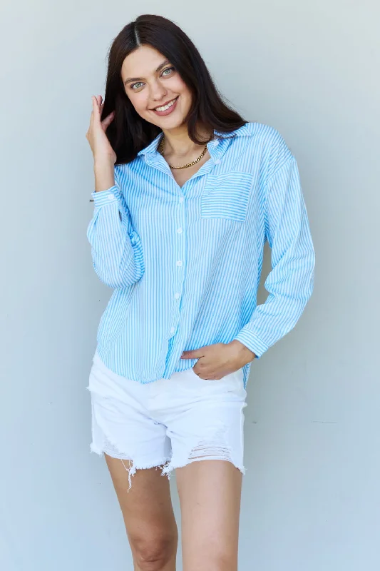 Weekend Special She Means Business Striped Button Down Shirt Top