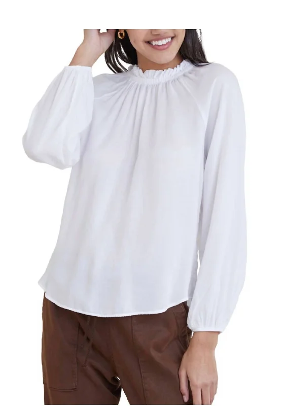 Time-Limited Offer Shirred Neck Top In White