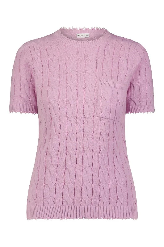 Early Access Short Sleeve Cable Tee In Roseate