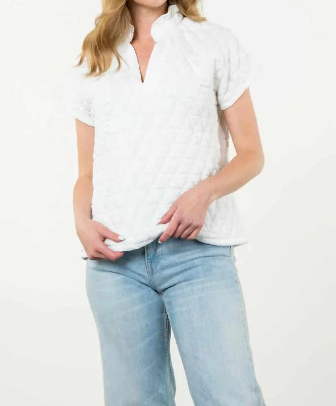 Discount Deals Short Sleeve Textured Top In White