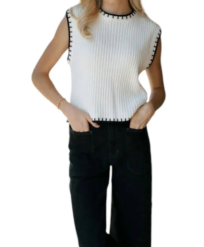 Daily Deals Sleeveless Contrast Top In White