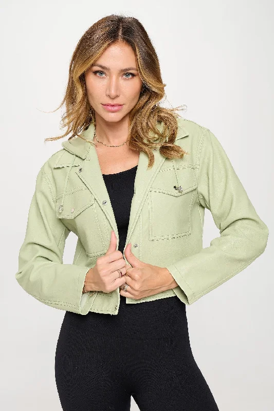 Mega Deal Snap Down Cropped Hooded Jacket