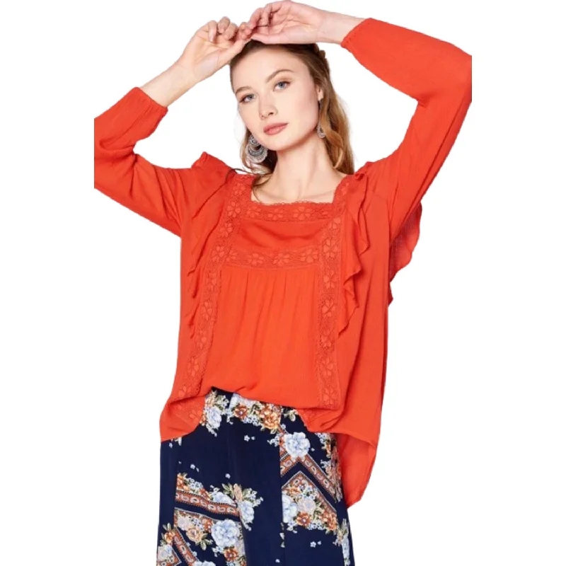 Incredible Offers Solid Loose-fit Gauze Peasant Blouse