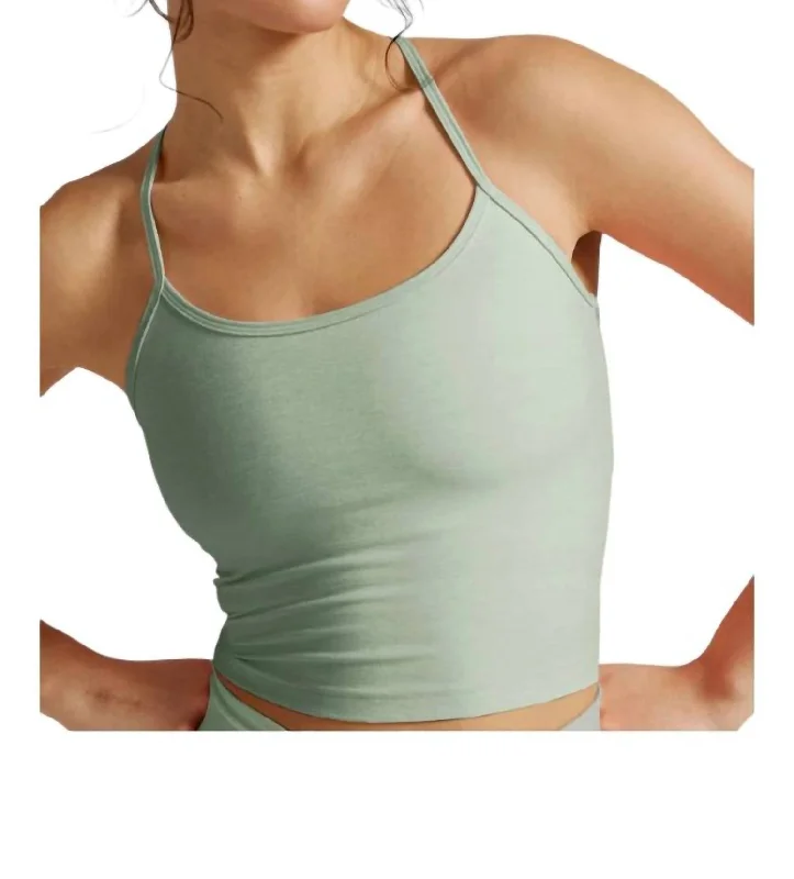 Super Savings Spacedye Slim Racerback Cropped Tank Top In Minty Slate Heather