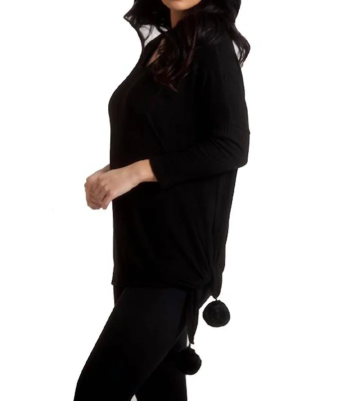 Price Rollback Supersoft Pom Pom Top In Black