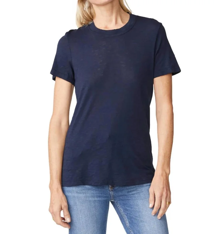 Bonus Savings Supima Slub Jersey Crew Tee Top In New Navy