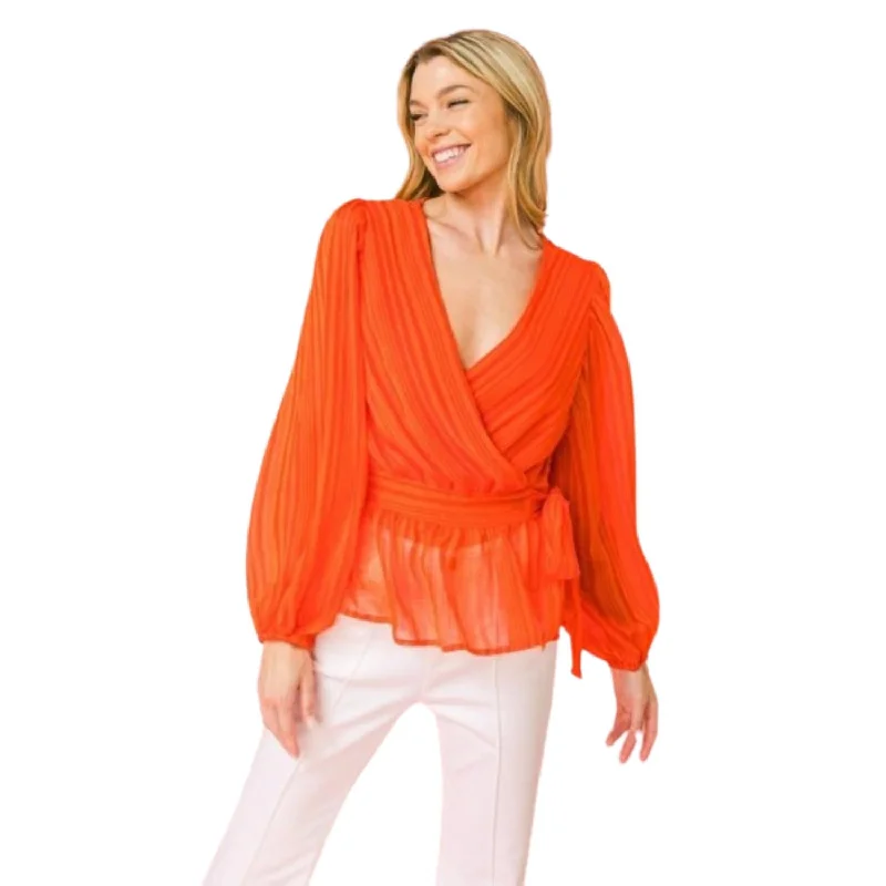 Super Bargain Surplice Neckline Woven Top