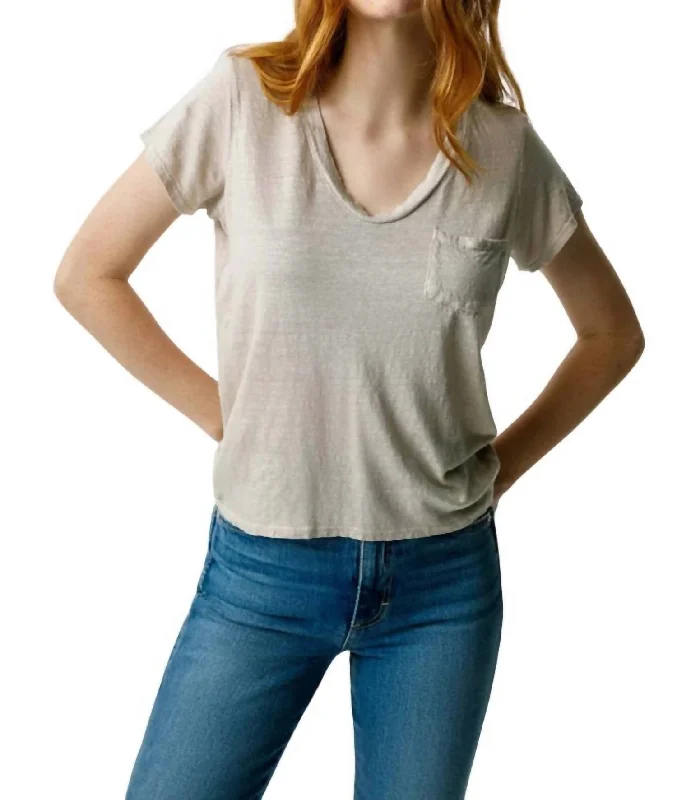 Hurry In Sweetness V Neck Tee In Pumice