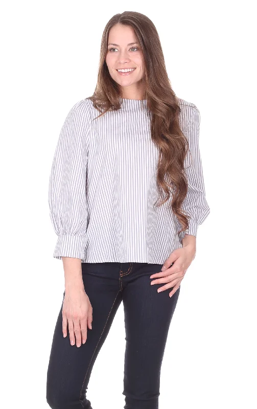 Big Savings Sylvie Blouse in Grey Stripe