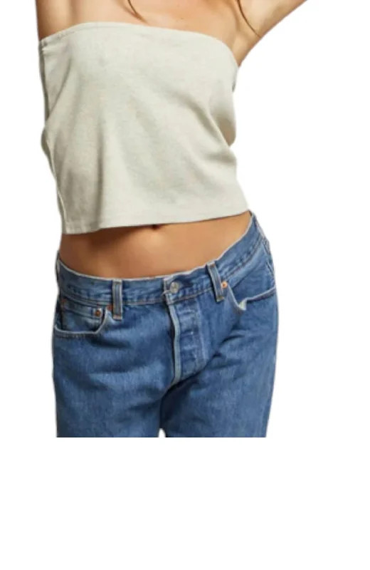 Steals and Deals Talulah Strapless Rib Tube Top In Oatmeal
