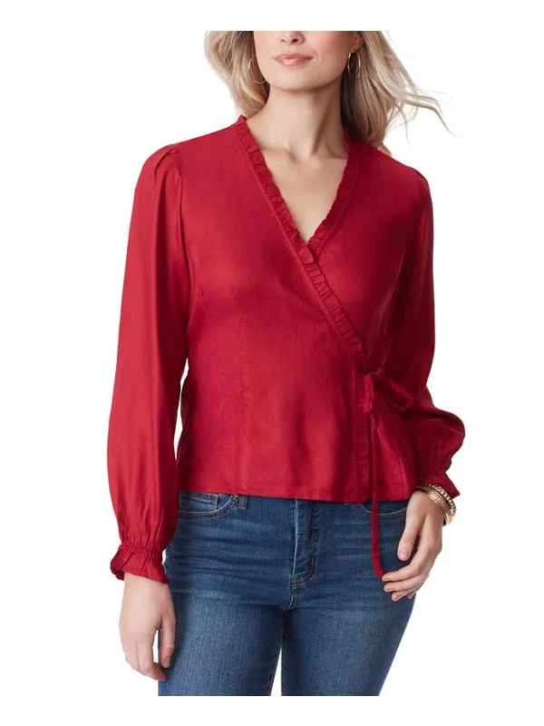 Special Buy Tanya Womens Ruffled Side Tie Wrap Top