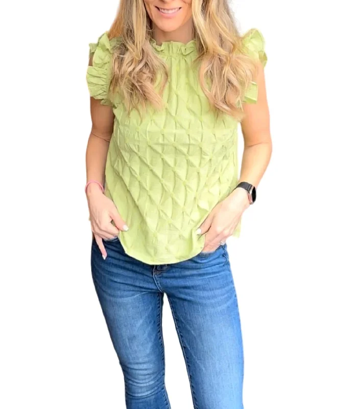 Limited Quantity Textured Blouse In Lime