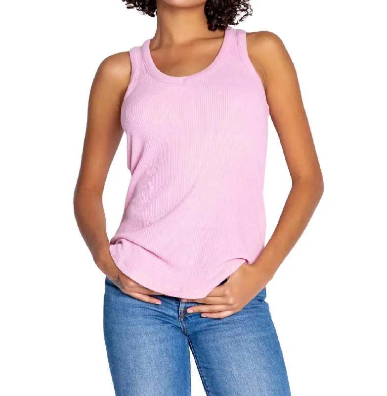 Can't Be Beat Textured Essentials Tank Top In Lilac Rose